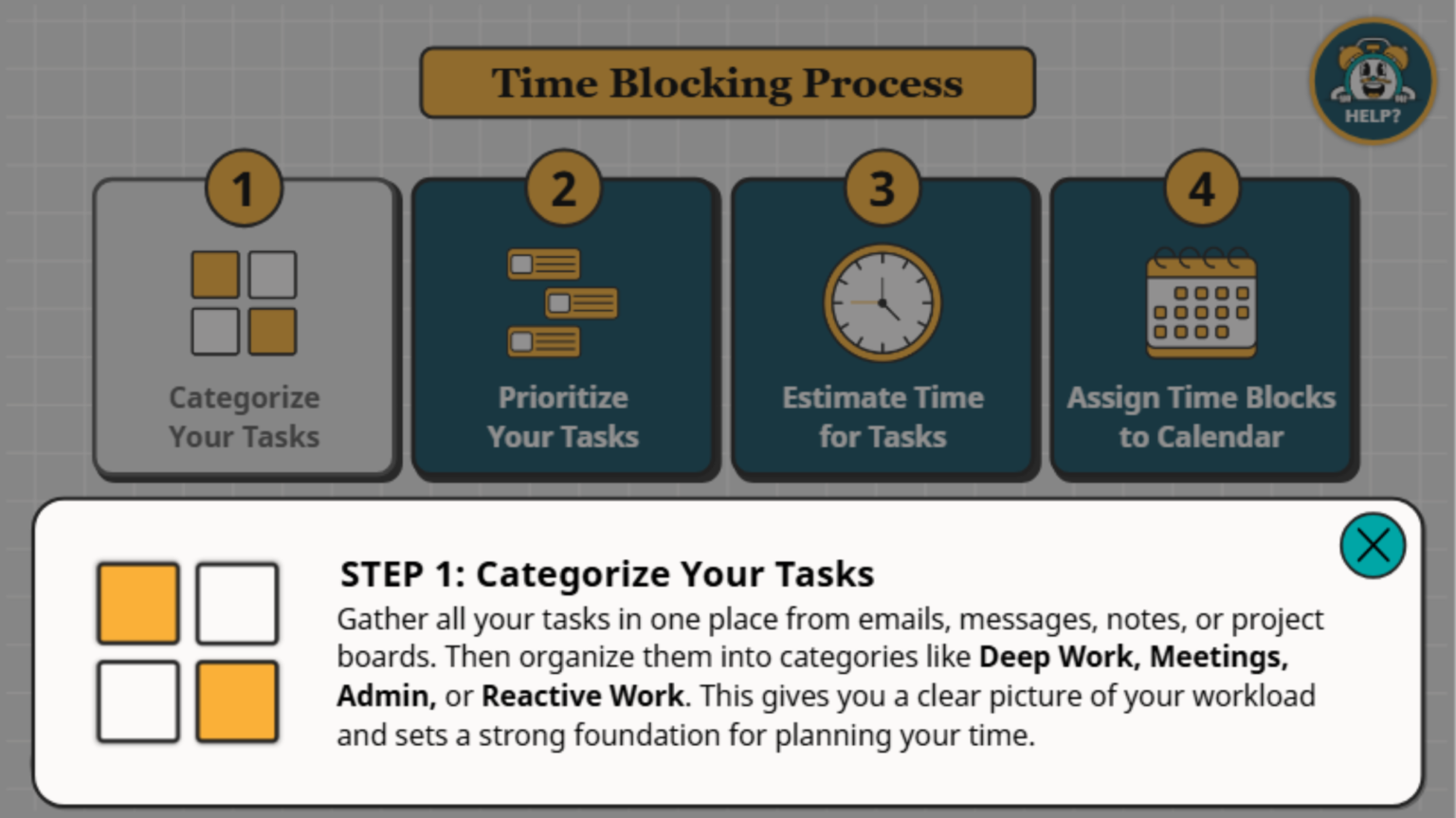 Slide 1.3 - Time Blocking Process - Step 1 Layer